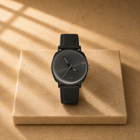 All grey Minimalist Watch for Men – Slim Leather Strap Dress Watch