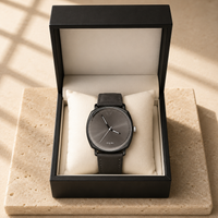 All grey Minimalist Watch for Men – Slim Leather Strap Dress Watch
