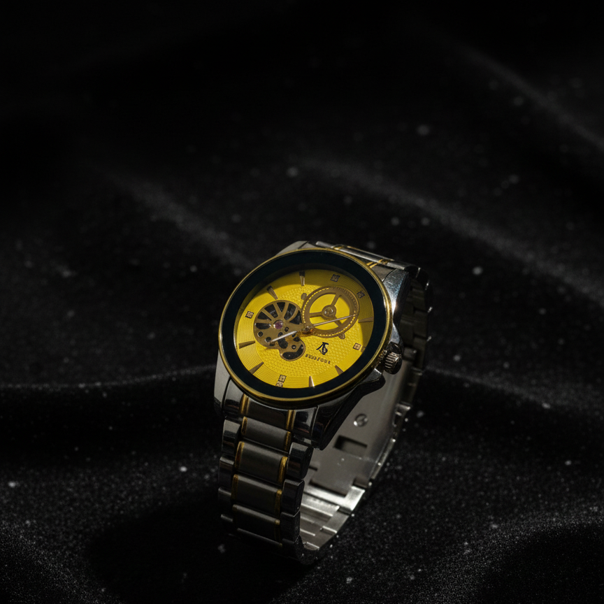 Luxury Gold Skeleton Automatic Watch for Men – Open Heart Design