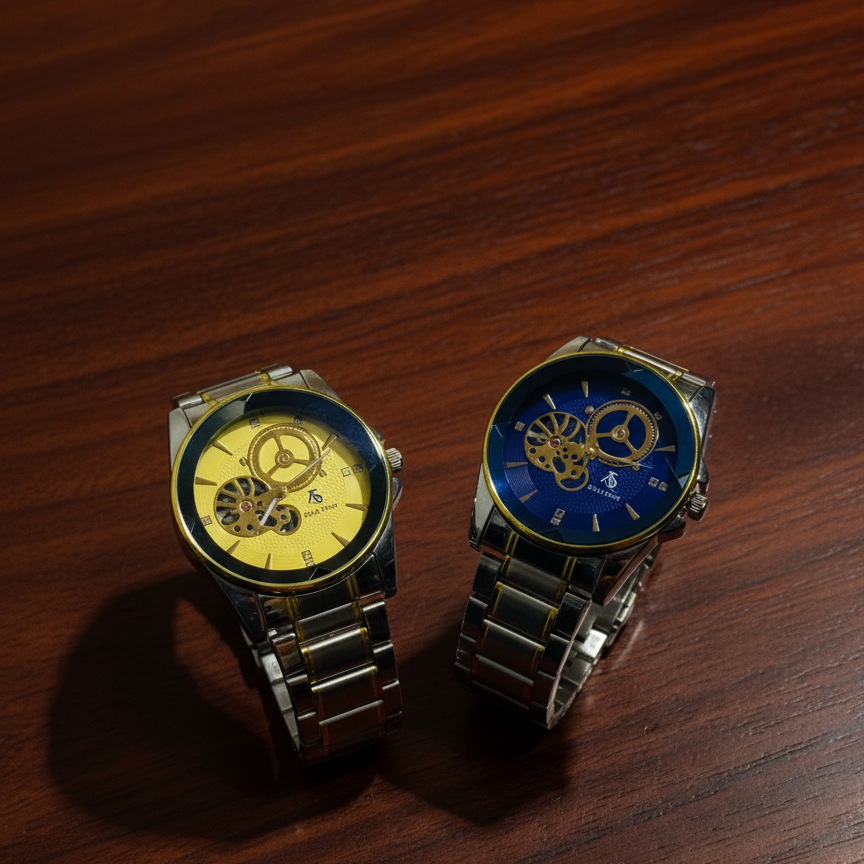 Luxury Gold Skeleton Automatic Watch for Men – Open Heart Design