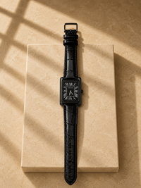 All Black Rectangle Roman Numeral Watch for Men – Tank Style Dress Watch