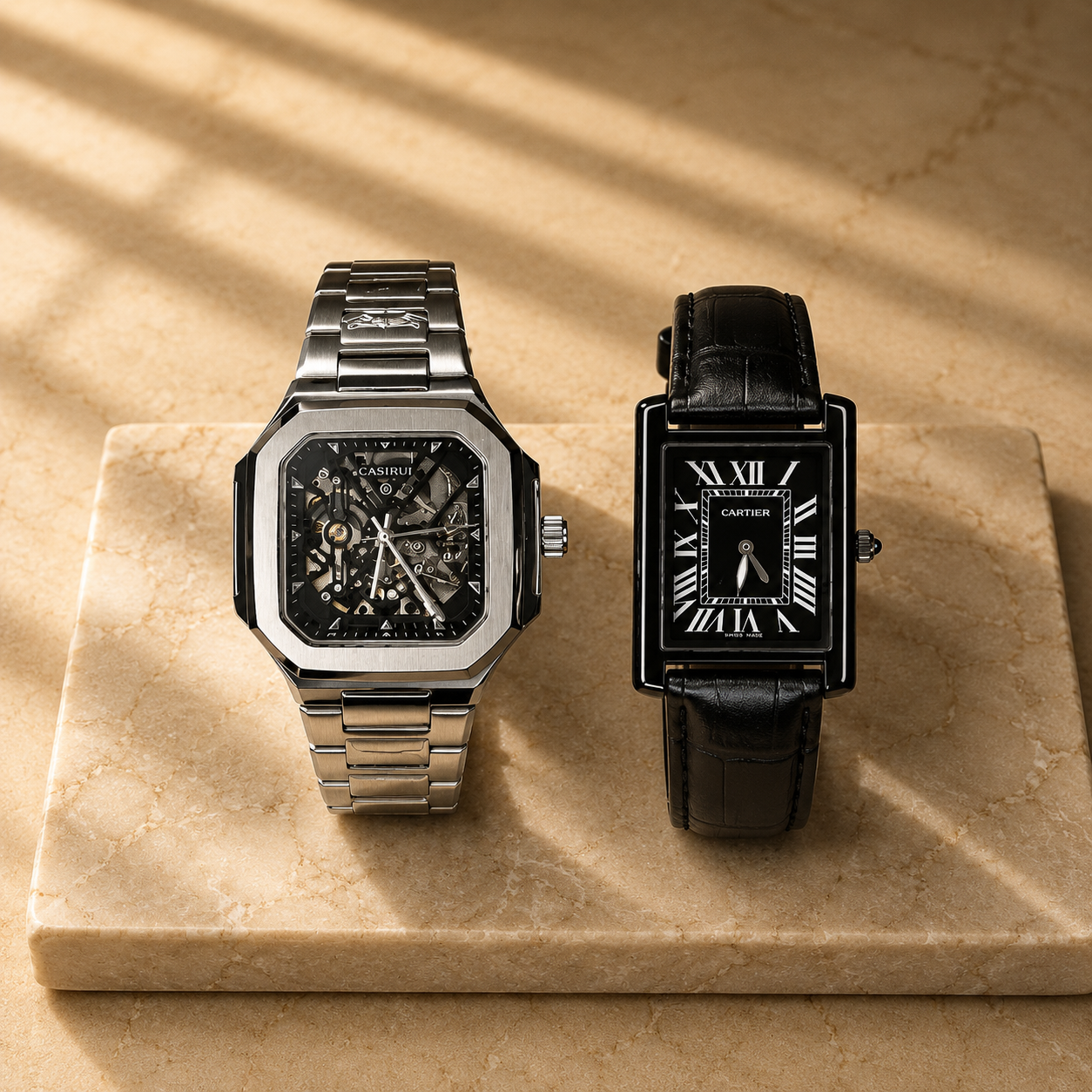 Square Skeleton + Rectangle Dress Watch Bundle – Buy 1 Get 1 FREE
