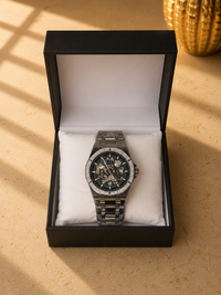RICK Skeleton Watch for Men – Automatic Style Exposed Dial Stainless Steel with Date