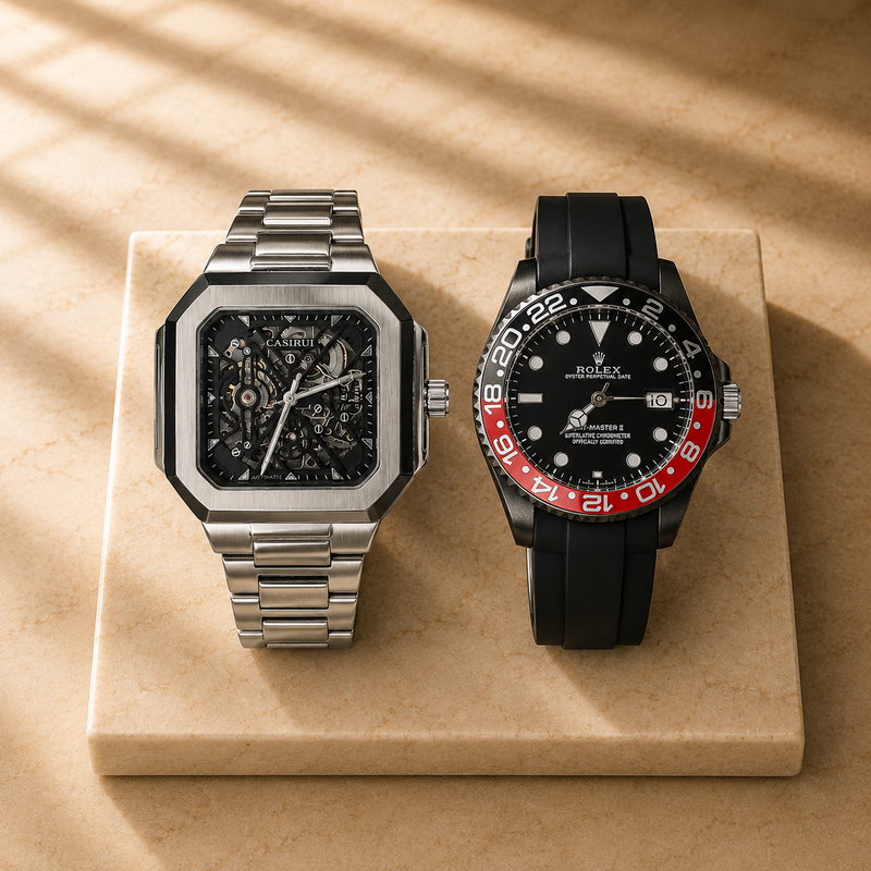 Square Skeleton + GMT Diver Watch Bundle – Buy 1 Get 1 FREE