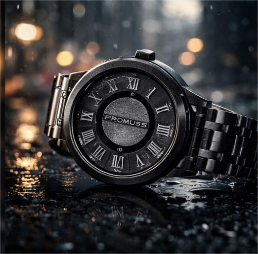 Black Stainless Steel Magnetic Ball Watch for Men