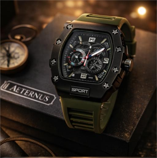 Aeternus Chrono-Sport Men’s Silicone Strap Watch