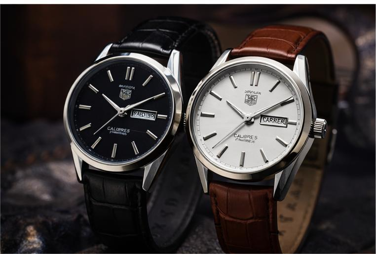 Carrera Calibre 5 Luxury Men’s Watch – 41mm Stainless Steel Swiss Analog Watch with Black Leather Strap