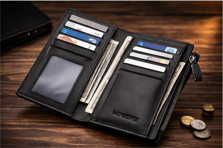 Men’s Genuine Leather Bi-Fold Wallet – Classic Slim Design Durable Everyday Carry Wallet