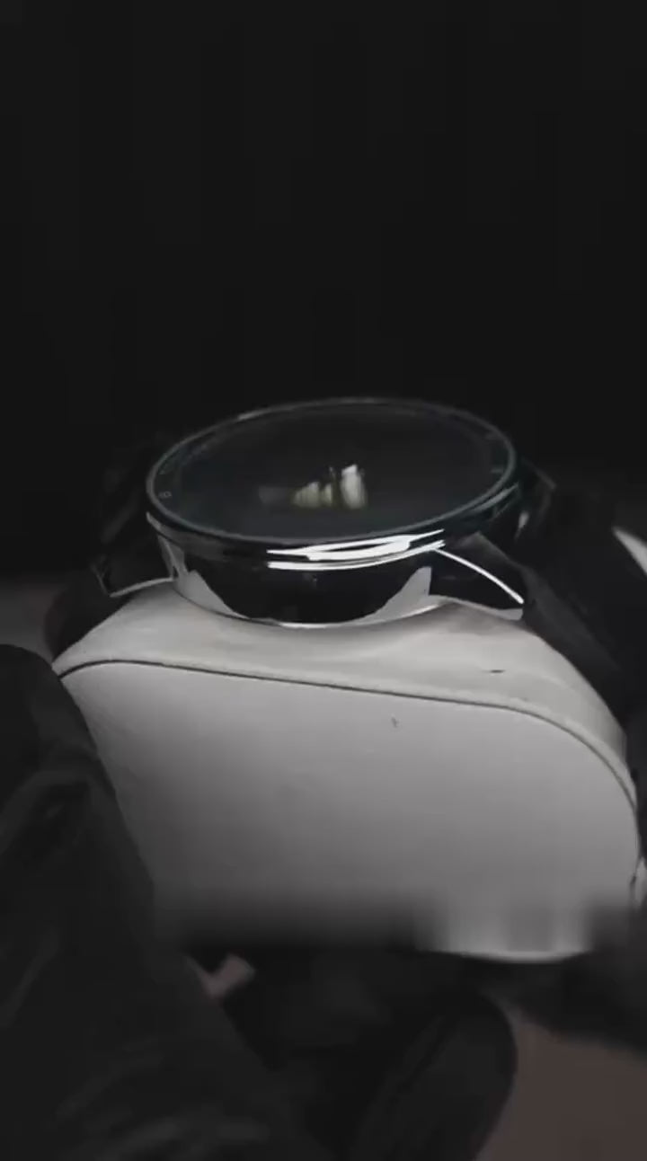 Fitron Classic Chrono Black – Stainless Steel Minimalist Watch with Genuine Leather Strap